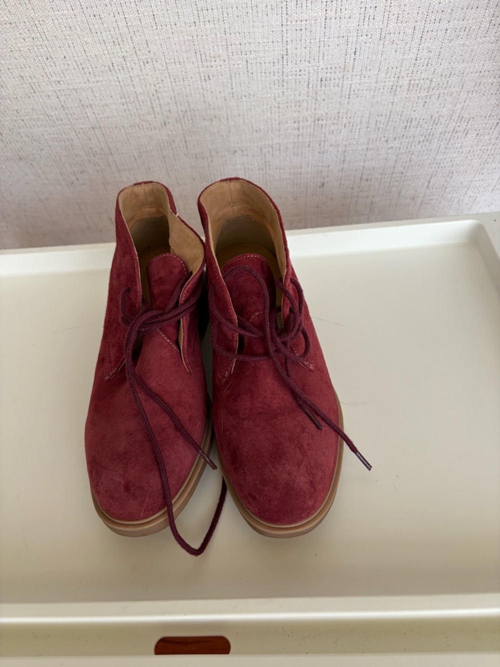 Hush Puppies Burgundy Suede Ankle Booties